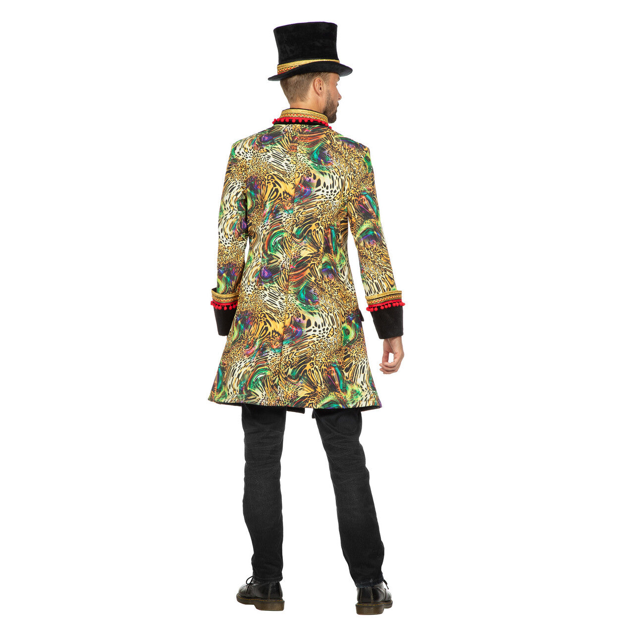Op deze afbeelding zie je een Kostuums, van het merk Wilbers. Luxe Jungle Jas Panter Zwart Man