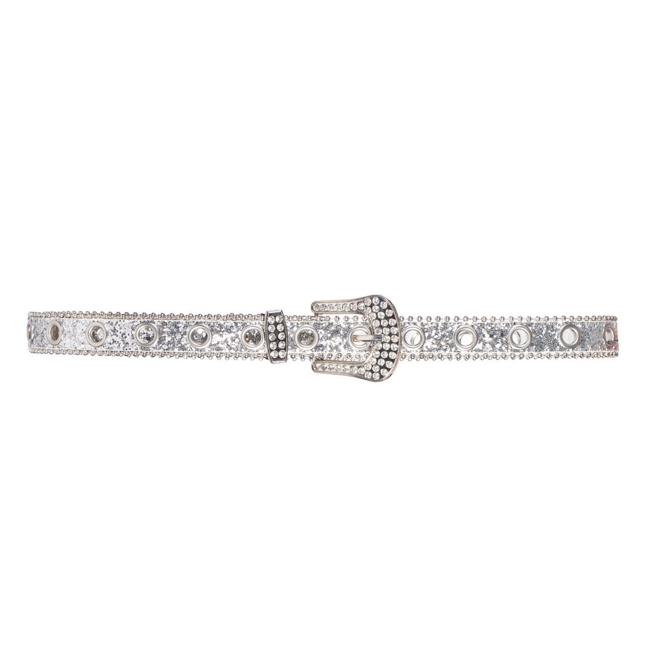 Op deze afbeelding zie je een Accessoires, van het merk Wilbers. Glitter Riem Met Steentjes Zilver