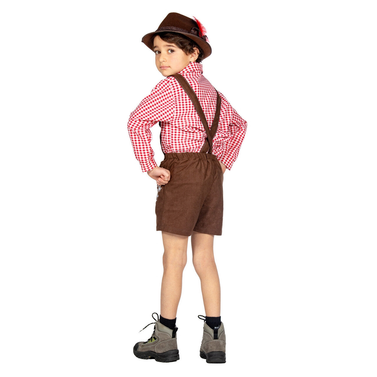 Op deze afbeelding zie je een Kostuums, van het merk Wilbers. Bruine Lederhosen Guusje Kind Kind