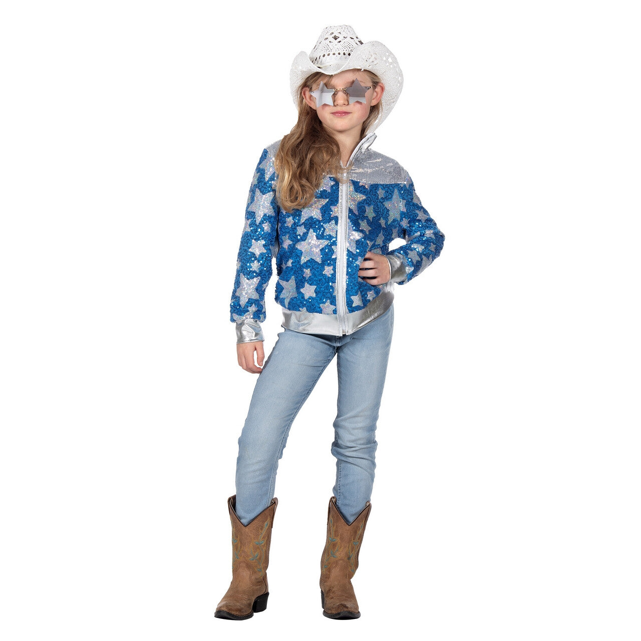 Op deze afbeelding zie je een Kostuums, van het merk Wilbers. Western Glenda Glitter Jas Meisje