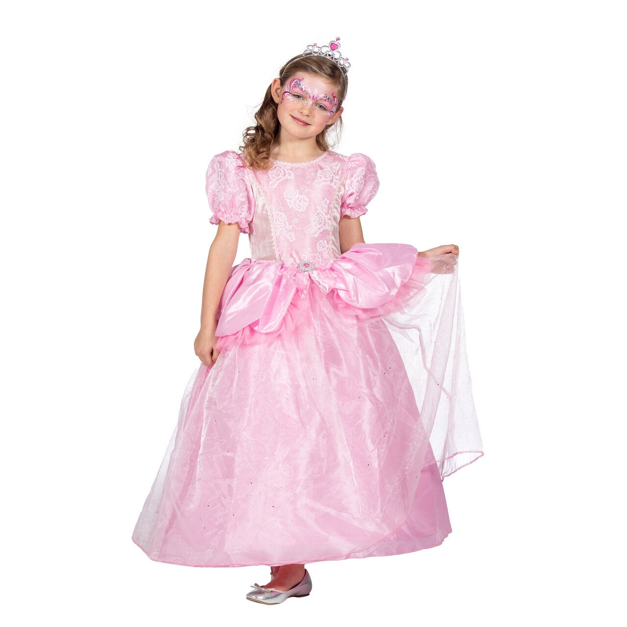 Op deze afbeelding zie je een Kostuums, van het merk Wilbers. Roze Prinses Lilly Rose Meisje Kostuum