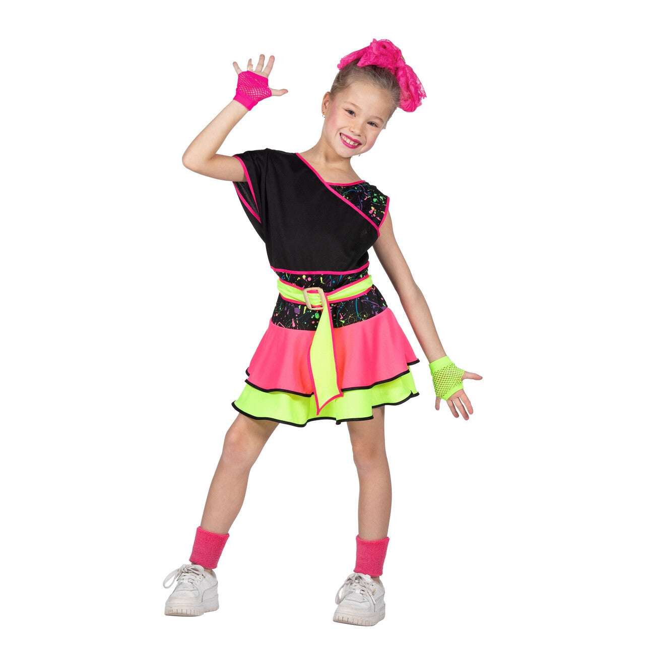 Op deze afbeelding zie je een Kostuums, van het merk Wilbers. Retro 80s Donna Dance Meisje Kostuum