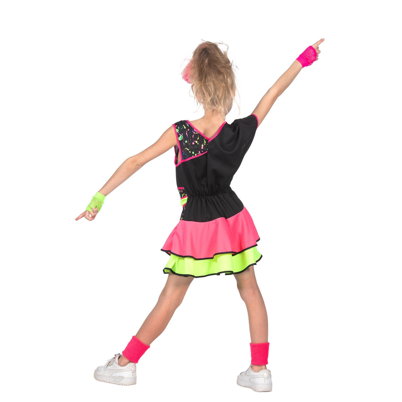 Op deze afbeelding zie je een Kostuums, van het merk Wilbers. Retro 80s Donna Dance Meisje Kostuum