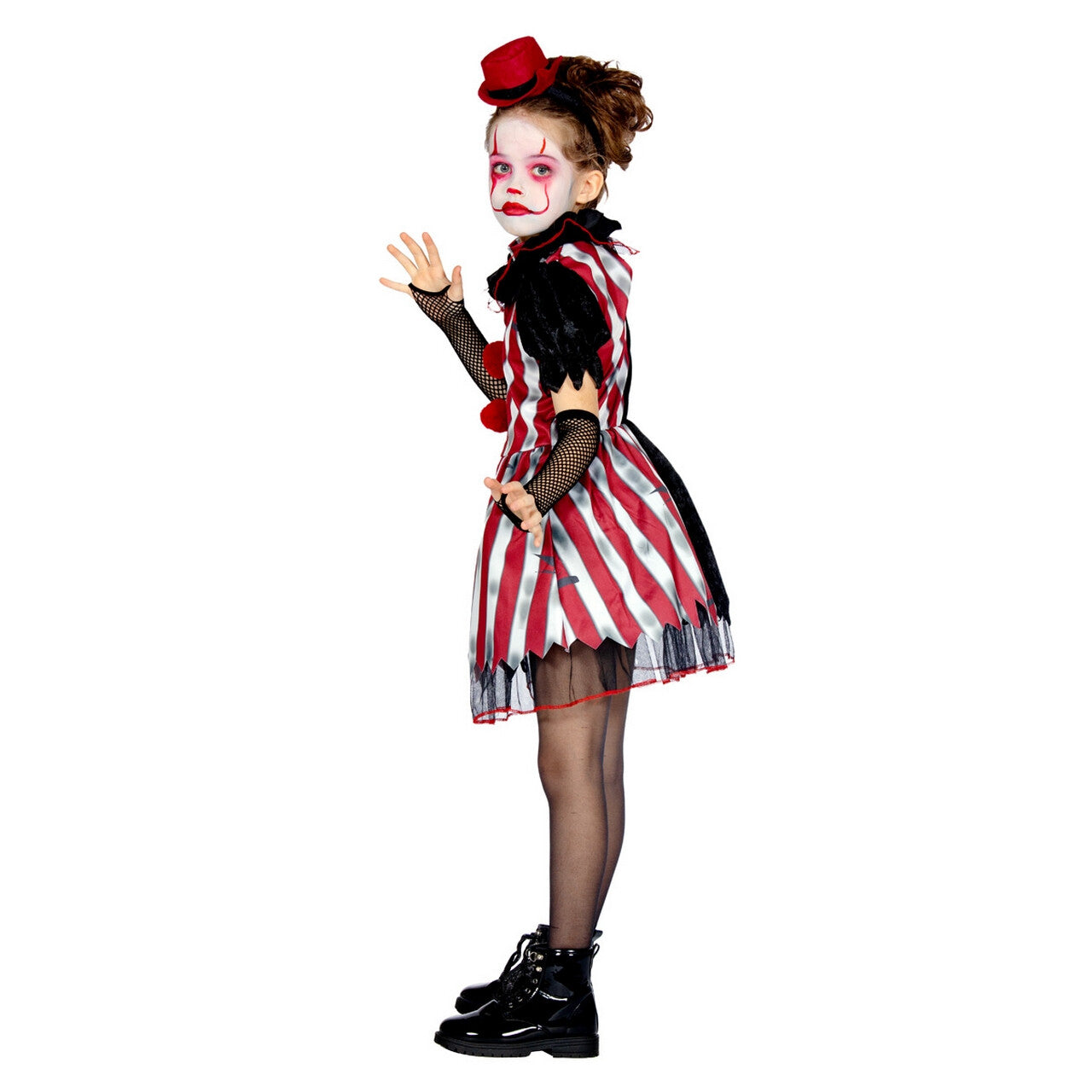 Op deze afbeelding zie je een Kostuums, van het merk Wilbers. Ondeugende Scary Scarlet Clown Meisje Kostuum