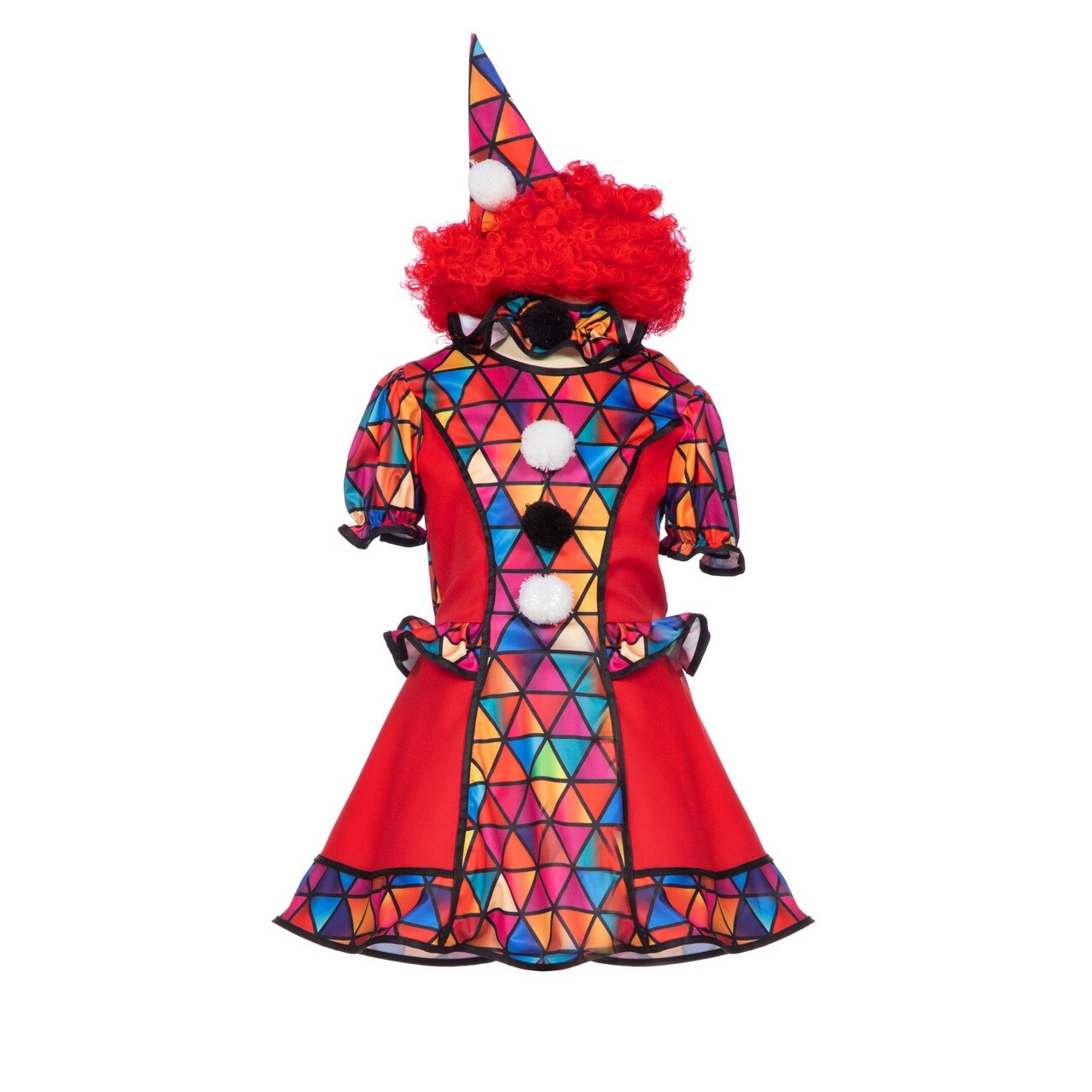 Op deze afbeelding zie je een Kostuums, van het merk Wilbers. Rode Giechel Clown Jurk Meisje