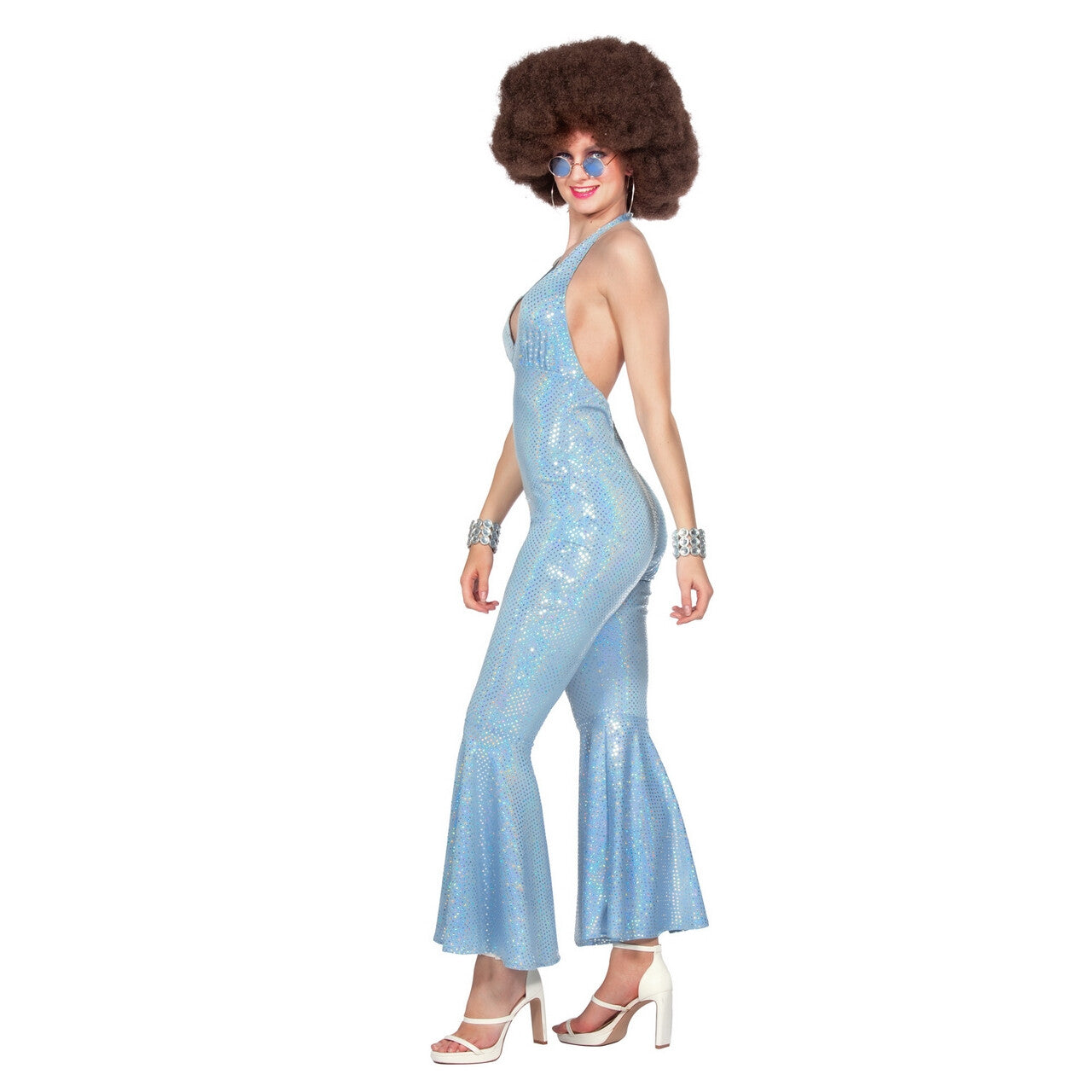 Op deze afbeelding zie je een Kostuums, van het merk Wilbers. Zeemeermin Blauwe Disco Catsuit Vrouw Kostuum