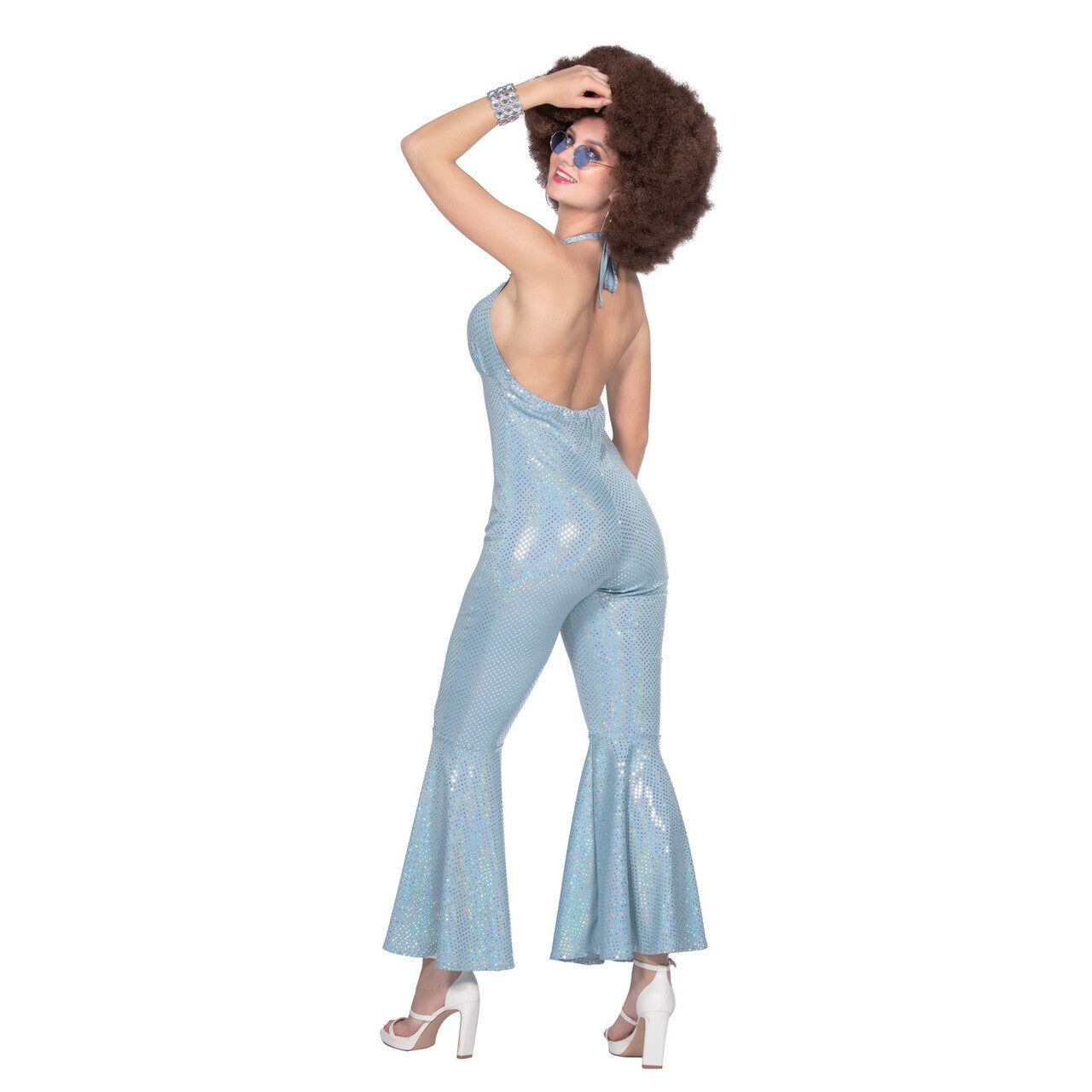 Op deze afbeelding zie je een Kostuums, van het merk Wilbers. Zeemeermin Blauwe Disco Catsuit Vrouw Kostuum