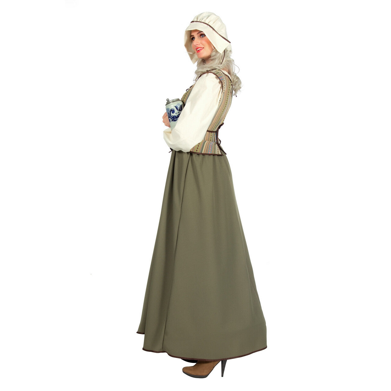 Op deze afbeelding zie je een Kostuums, van het merk Wilbers. Vriendelijke Herbergier Van Middel Leeuwenstad Vrouw Kostuum