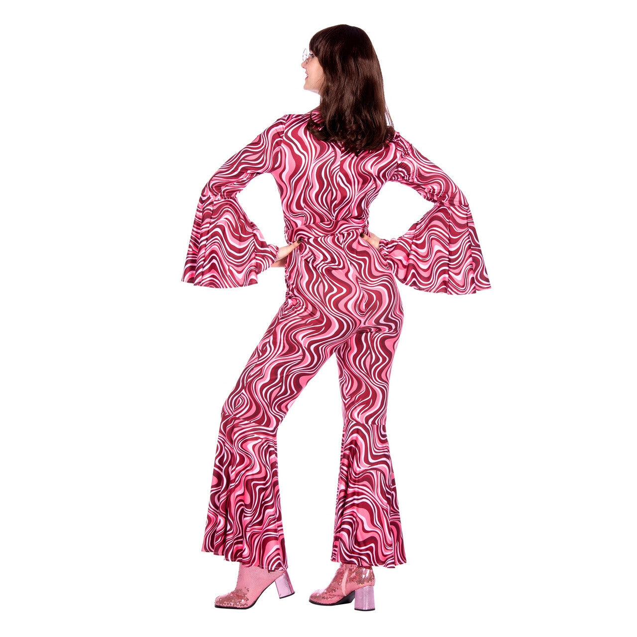 Op deze afbeelding zie je een Kostuums, van het merk Wilbers. Roze Dancing Queen Lola Vrouw Kostuum