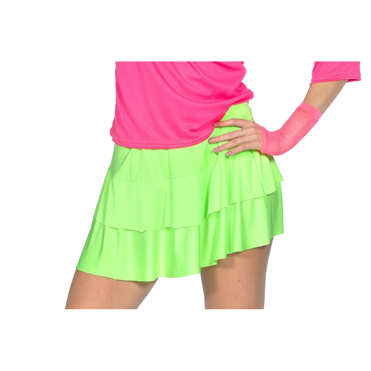 Op deze afbeelding zie je een Kostuums, van het merk Wilbers. Zuurstok Groen Stroken Rok Disco Vrouw