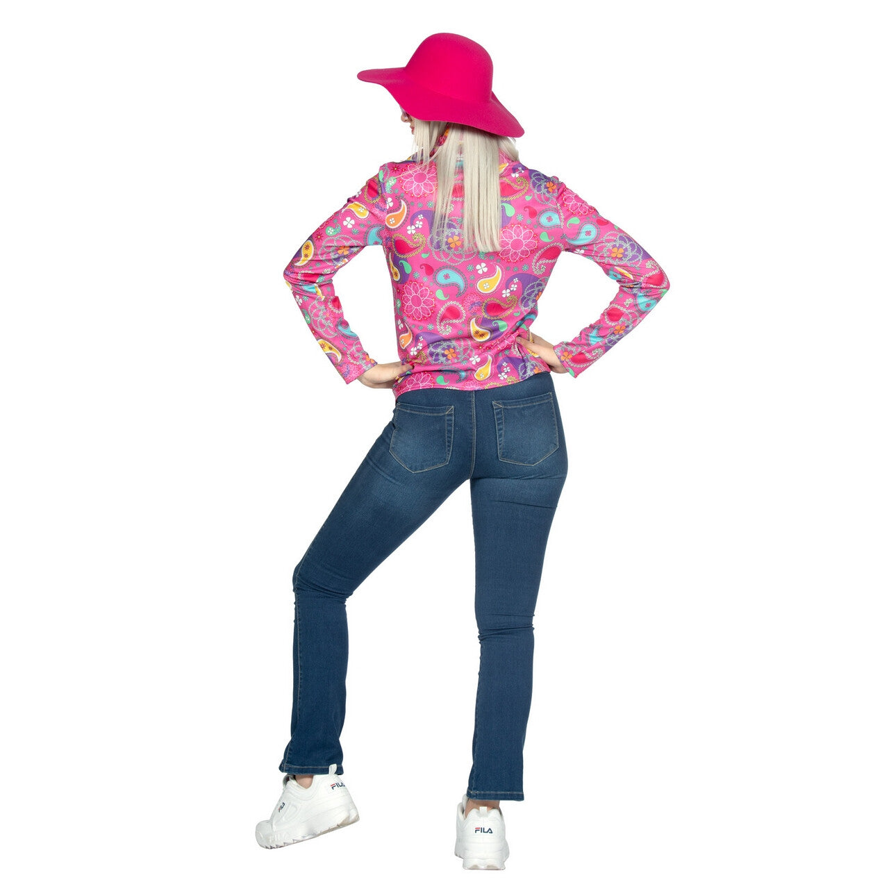 Op deze afbeelding zie je een Kostuums, van het merk Wilbers. Roze Festival Hippie Blouse Paige Vrouw