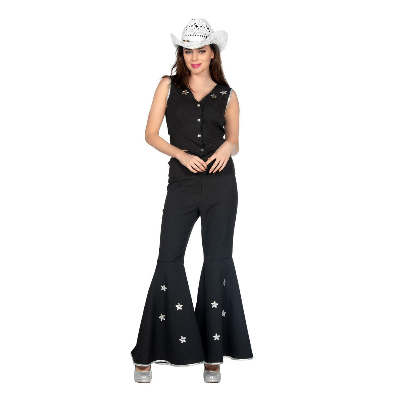 Op deze afbeelding zie je een Kostuums, van het merk Wilbers. Country Girl Carly Cow Vrouw Kostuum