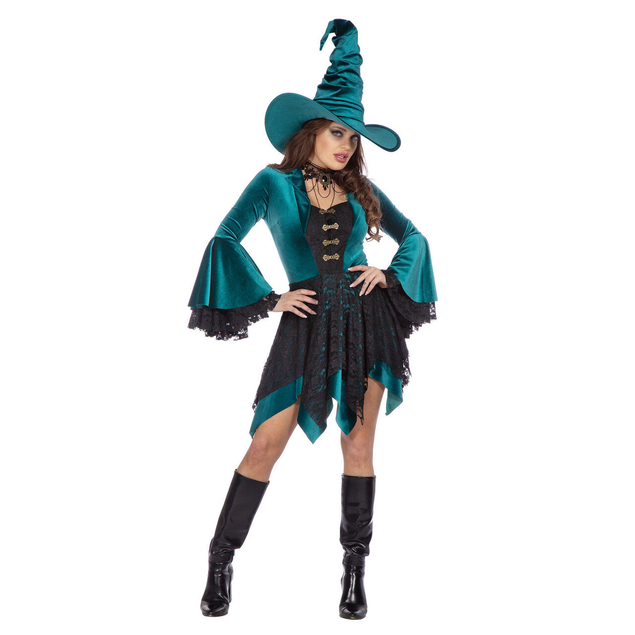 Op deze afbeelding zie je een Kostuums, van het merk Wilbers. Tarantella Turquoise Vrouw Kostuum