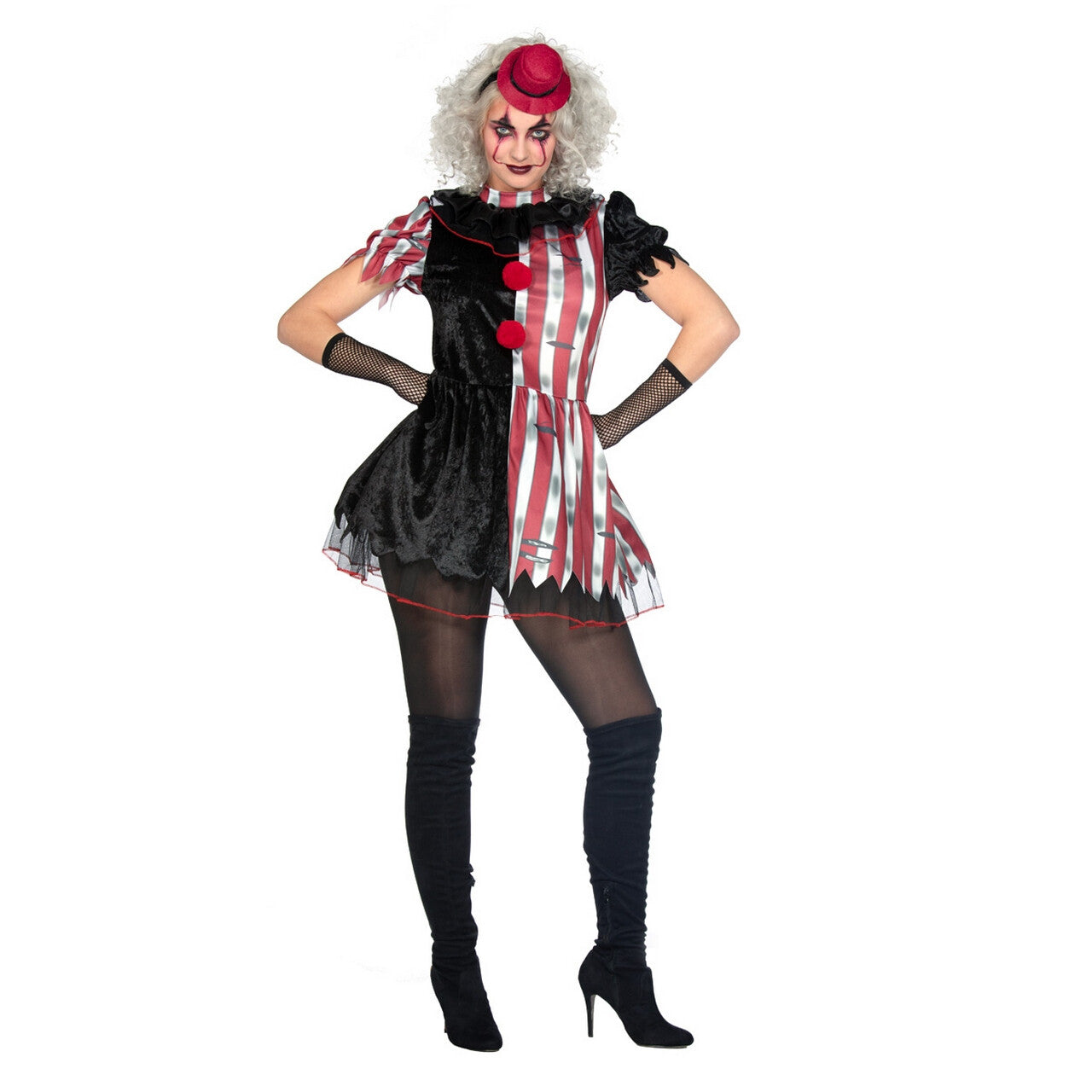 Op deze afbeelding zie je een Kostuums, van het merk Wilbers. Inge Enge Clown Vrouw Kostuum