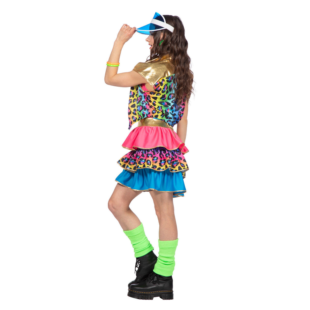 Op deze afbeelding zie je een Kostuums, van het merk Wilbers. Vrolijke Regenboog Luipaardprint Patty Koot Vrouw Kostuum