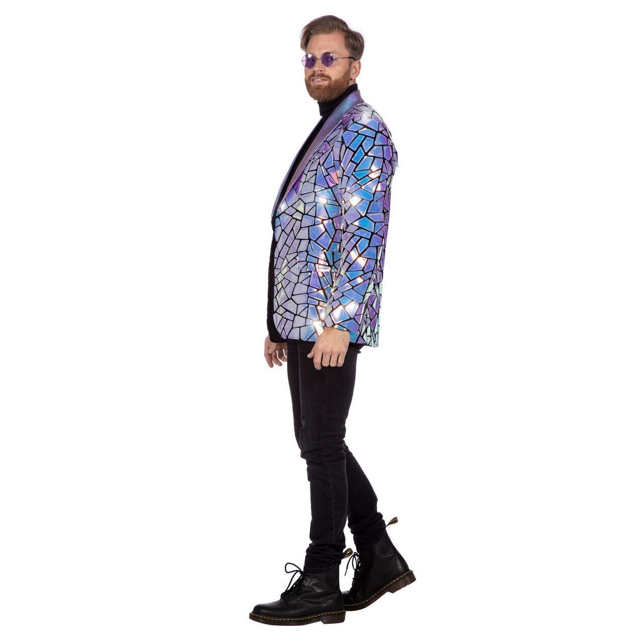 Op deze afbeelding zie je een Kostuums, van het merk Wilbers. Colbert Purple Party Holografische Spiegels Man