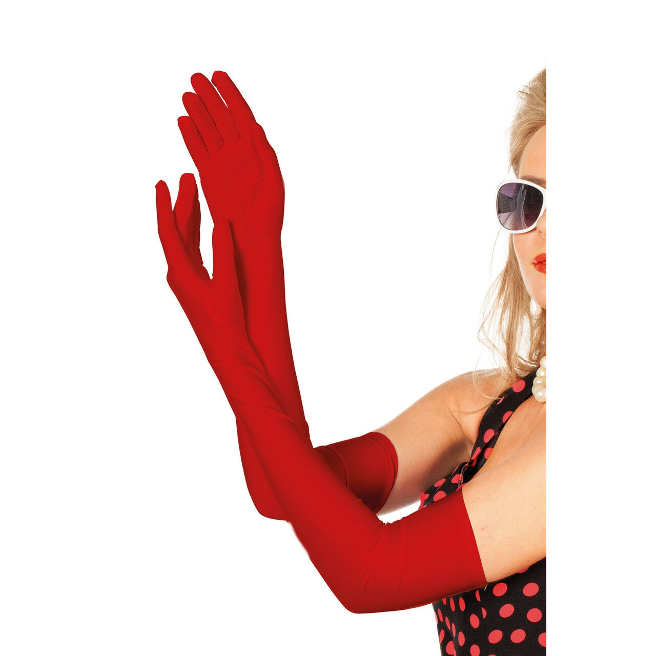 Op deze afbeelding zie je een Accessoires, van het merk Wilbers. Mega Lange Handschoenen Rood