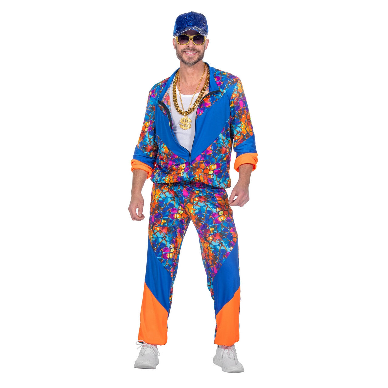 Op deze afbeelding zie je een Kostuums, van het merk Wilbers. Snakey Orange Ollie Trainingspak Man Kostuum
