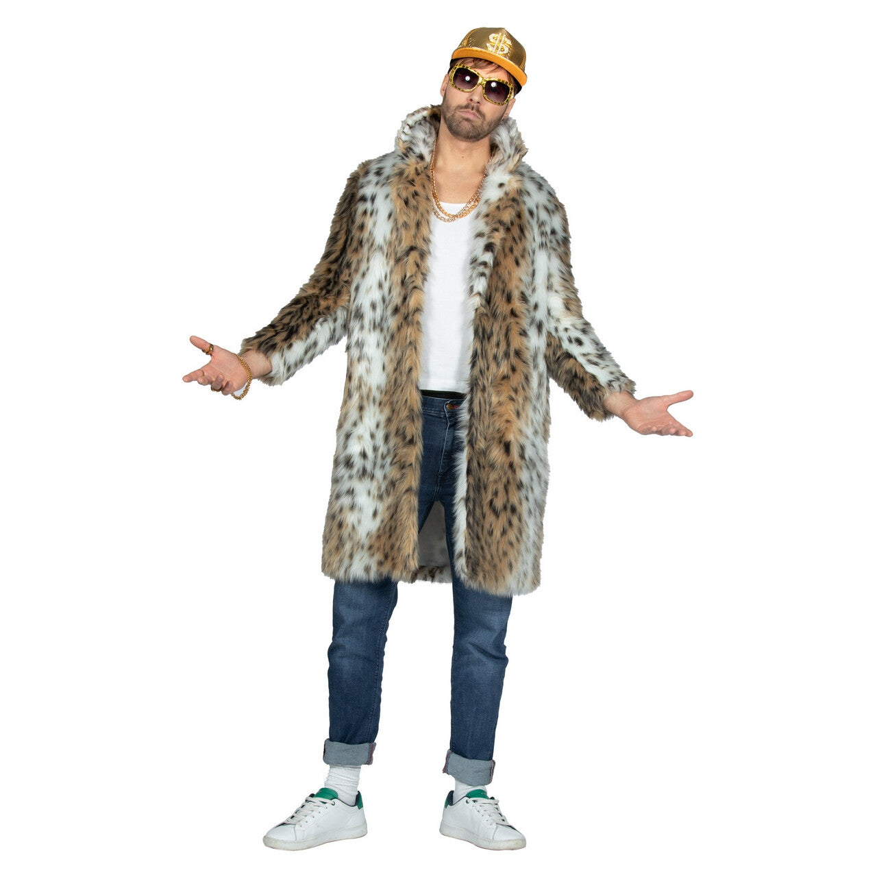 Op deze afbeelding zie je een Kostuums, van het merk Wilbers. Imitatie Bontjas Superpimp Panterlicious Man