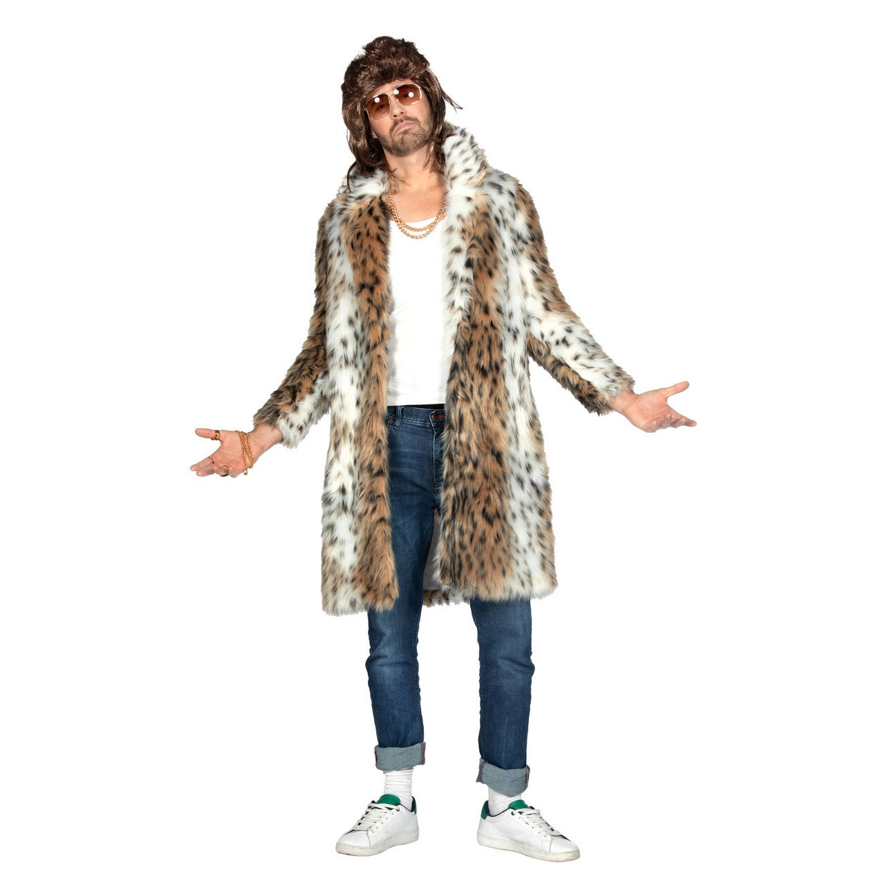 Op deze afbeelding zie je een Kostuums, van het merk Wilbers. Imitatie Bontjas Superpimp Panterlicious Man