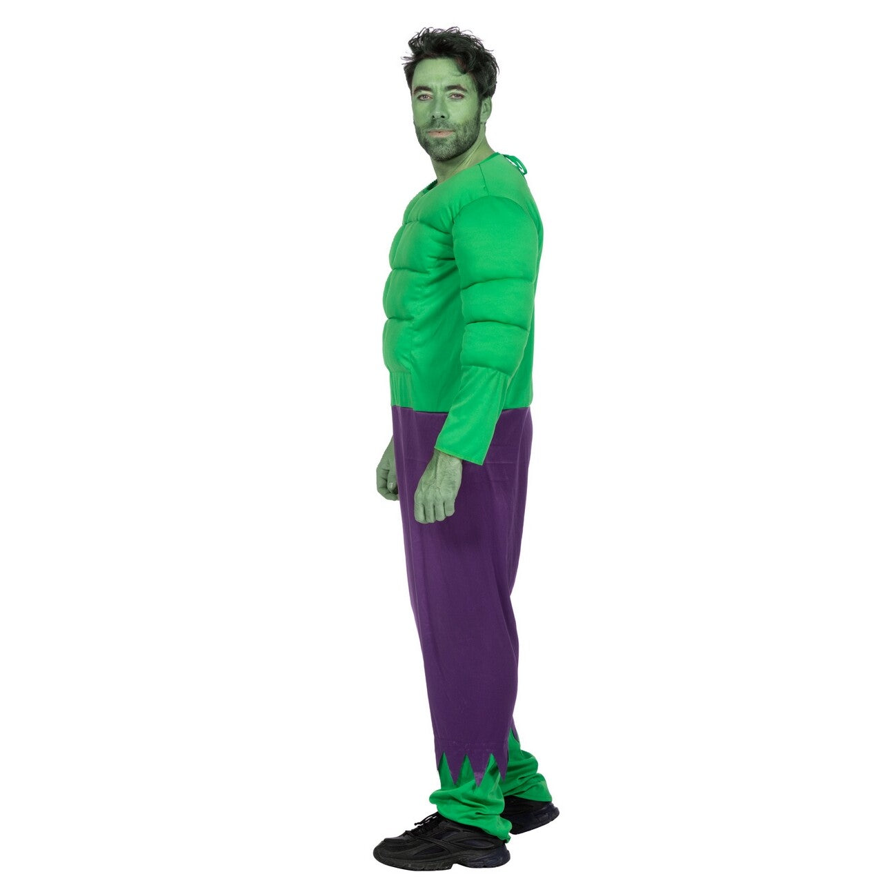 Op deze afbeelding zie je een Kostuums, van het merk Wilbers. The Big Green Hulk Man Kostuum