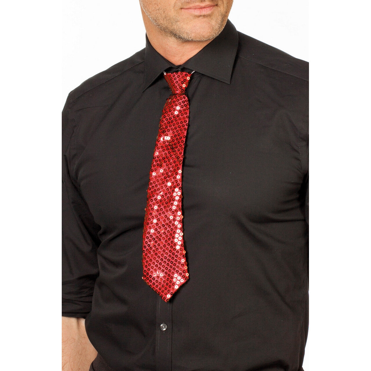 Op deze afbeelding zie je een Accessoires, van het merk Wilbers. Pailletten Stropdas Rood Time To Shine