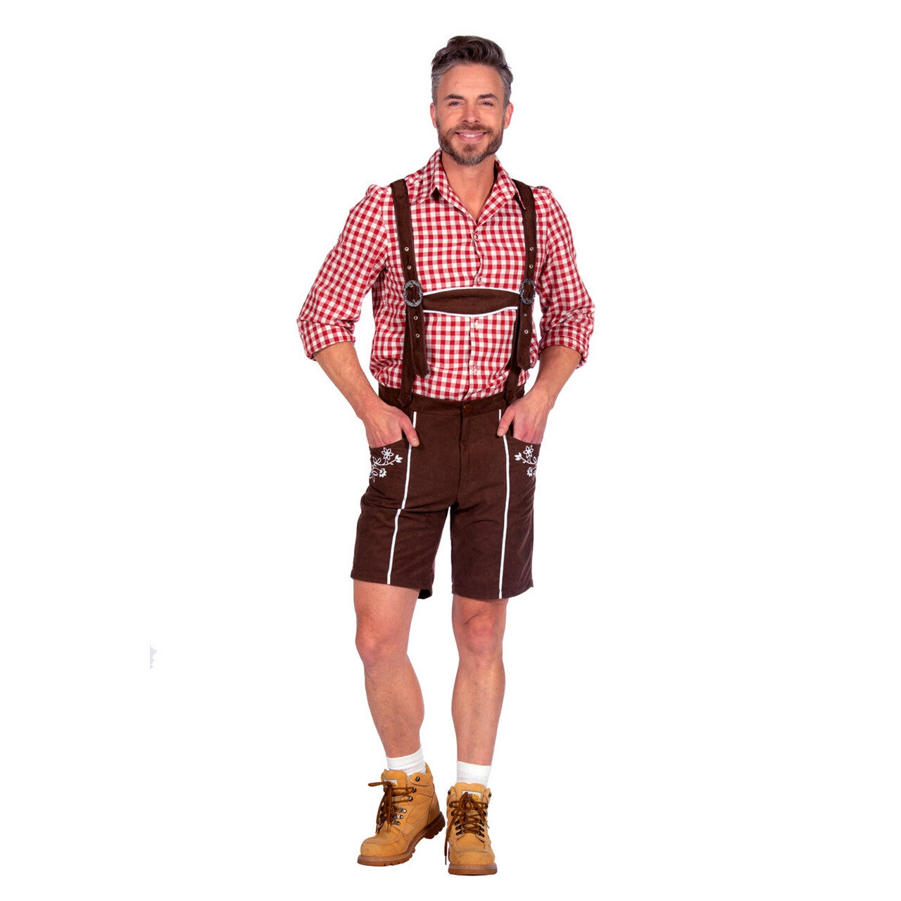 Op deze afbeelding zie je een Kostuums, van het merk Wilbers. Drie Twee Een Zoepen Lederhose Bruin Man