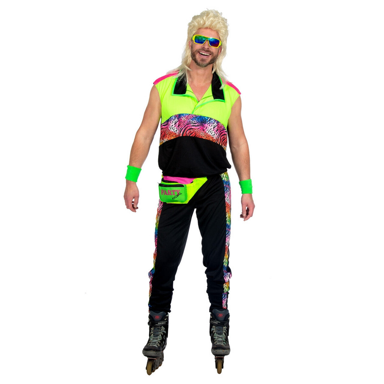 Op deze afbeelding zie je een Kostuums, van het merk Wilbers. Fout Jaren 80 Sport Tijger Man Kostuum