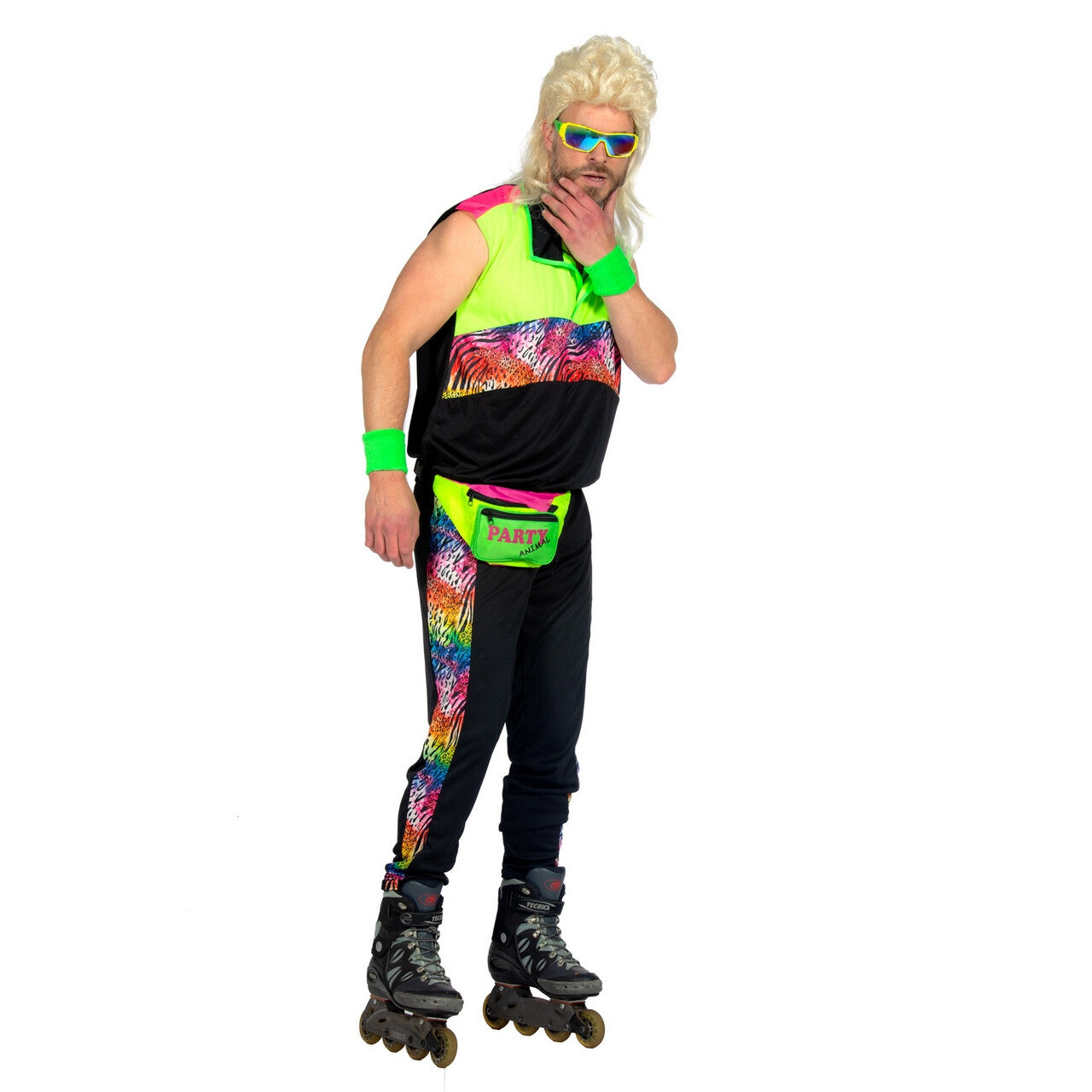 Op deze afbeelding zie je een Kostuums, van het merk Wilbers. Fout Jaren 80 Sport Tijger Man Kostuum