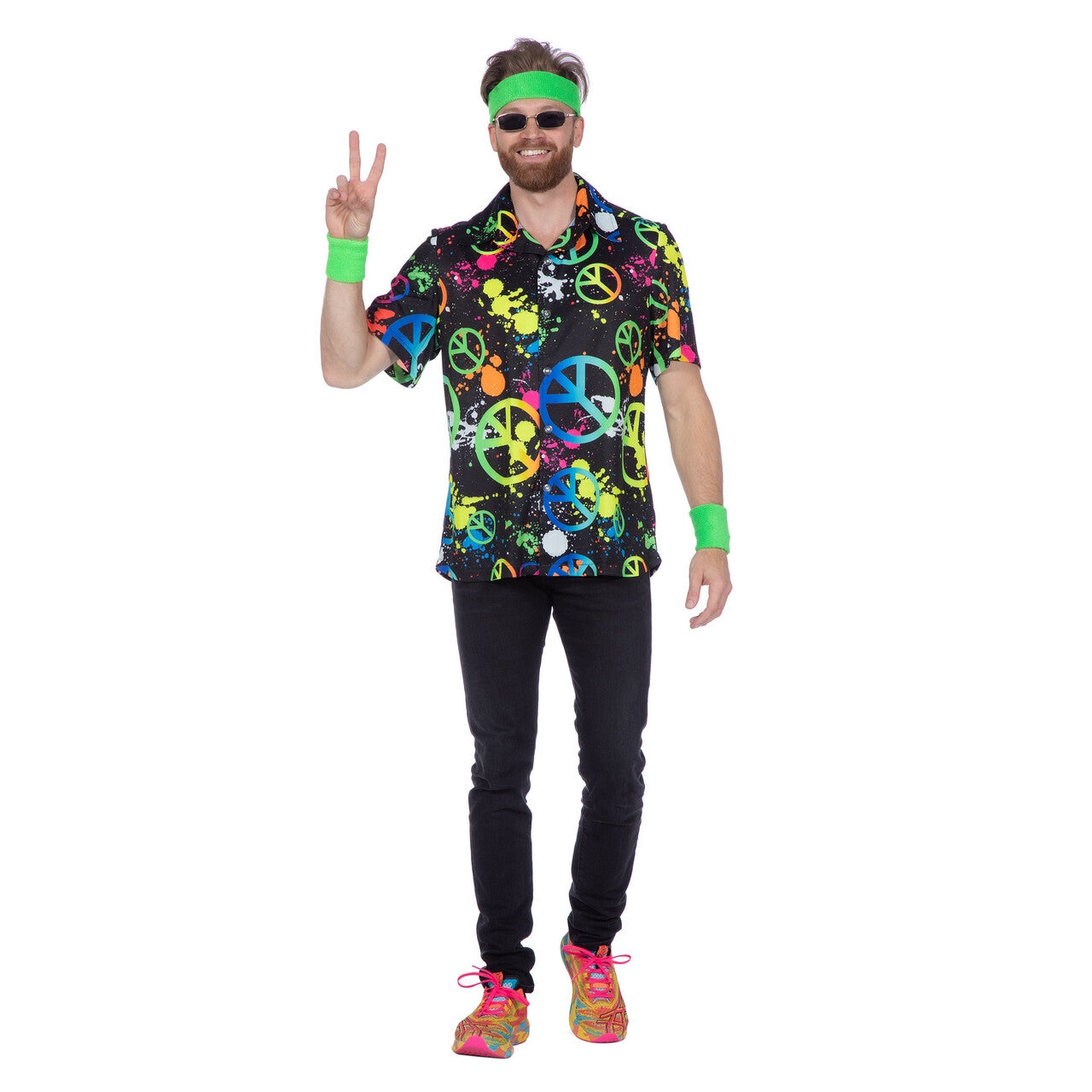 Op deze afbeelding zie je een Kostuums, van het merk Wilbers. Party Shirt Hippie Neon Vrouw
