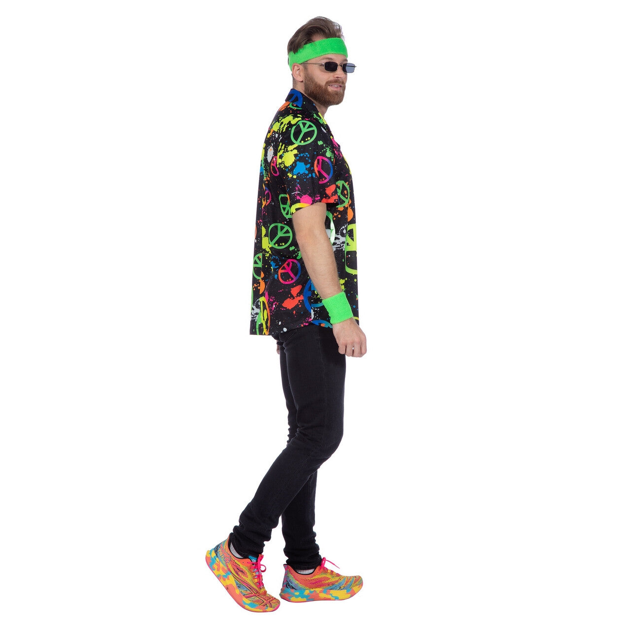 Op deze afbeelding zie je een Kostuums, van het merk Wilbers. Party Shirt Hippie Neon Vrouw