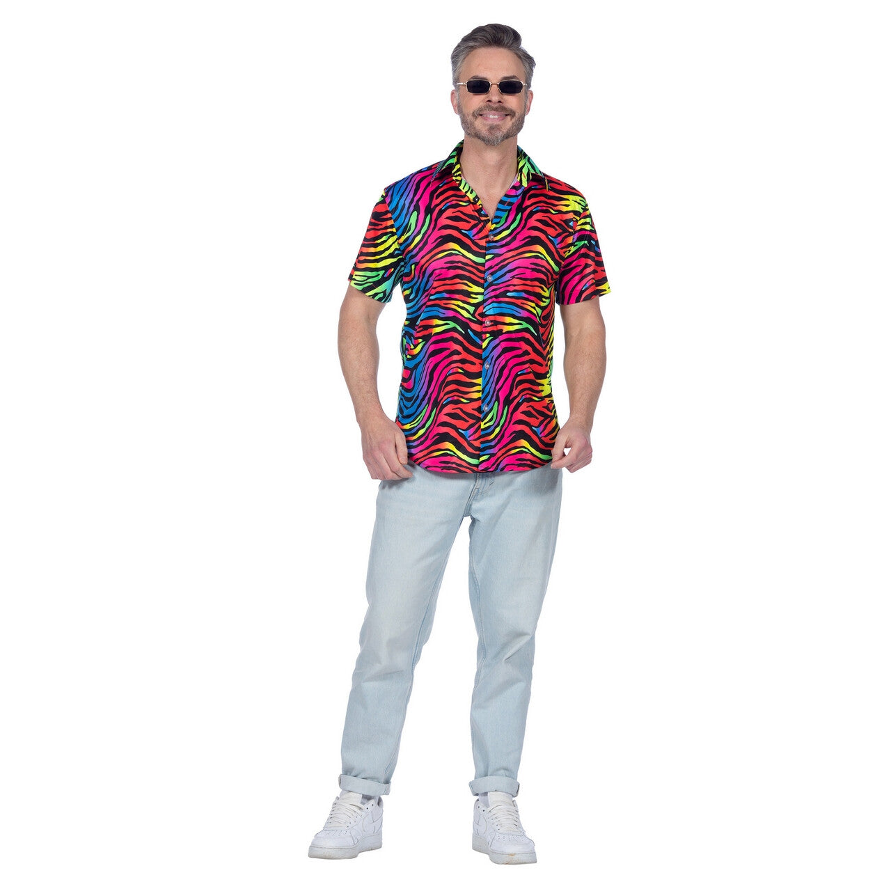 Op deze afbeelding zie je een Kostuums, van het merk Wilbers. Party Shirt Zebra Neon Man