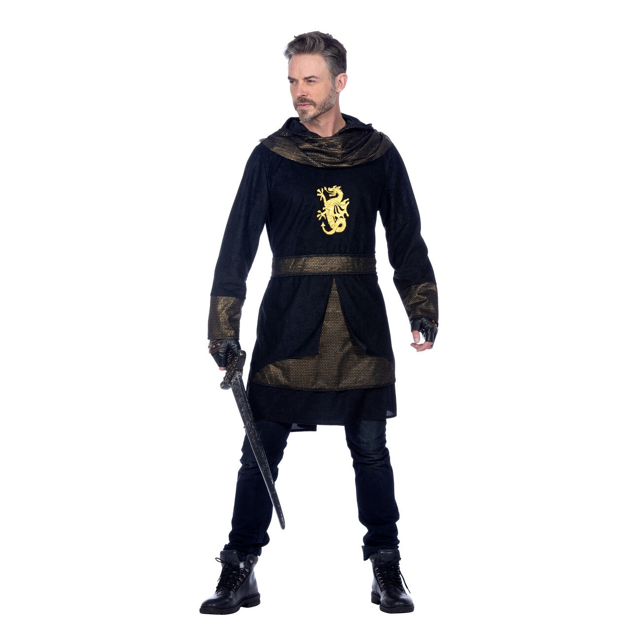 Op deze afbeelding zie je een Kostuums, van het merk Wilbers. Gouden Ridder Van Het Zwarte Leger Man Kostuum