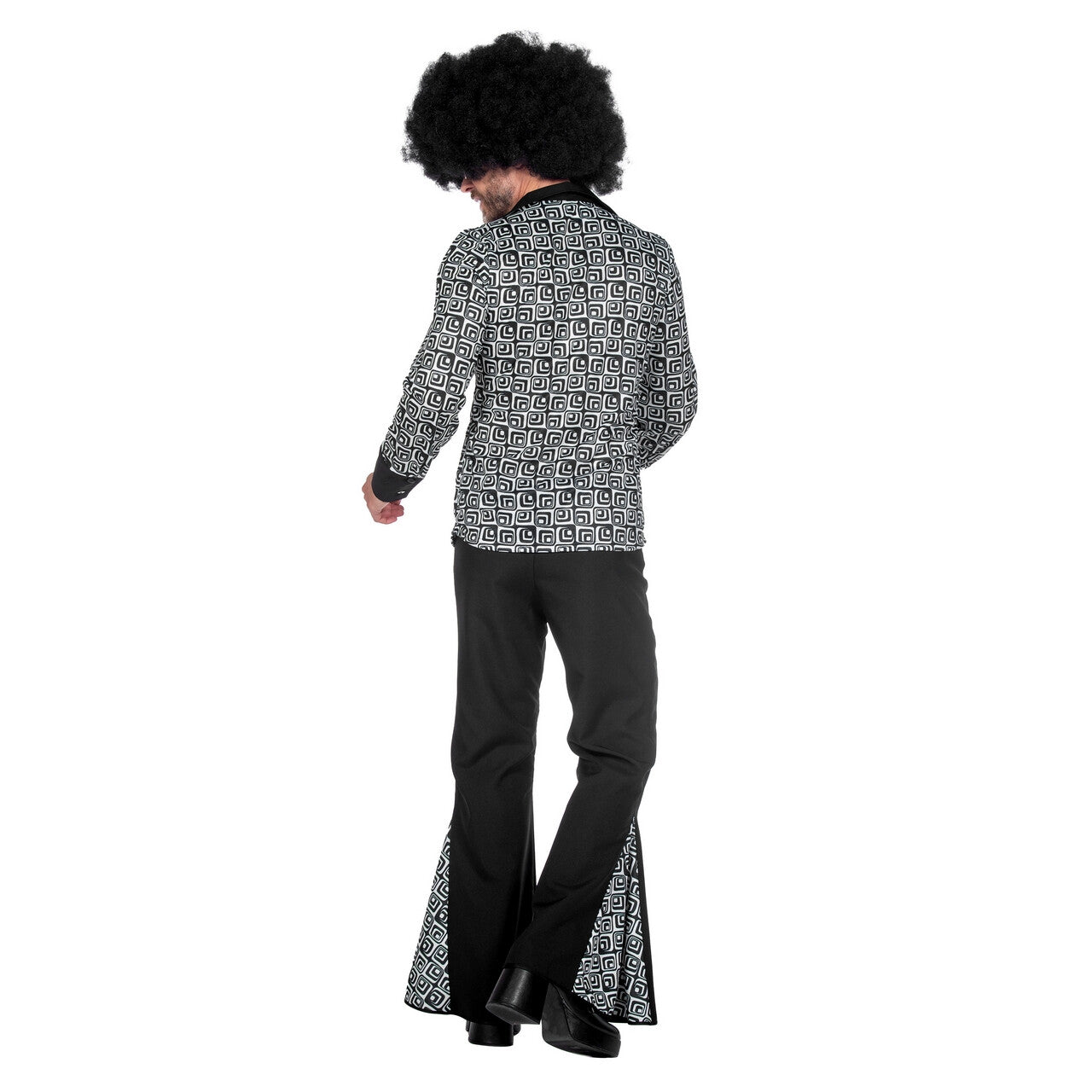 Op deze afbeelding zie je een Kostuums, van het merk Wilbers. Jaren 70 Zwart Wit Disco Day And Night Man Kostuum