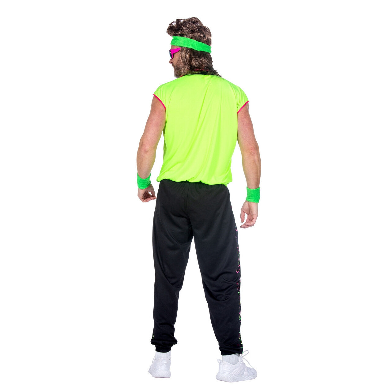 Op deze afbeelding zie je een Kostuums, van het merk Wilbers. Jaren 80 Retro Raving Dave Man Kostuum