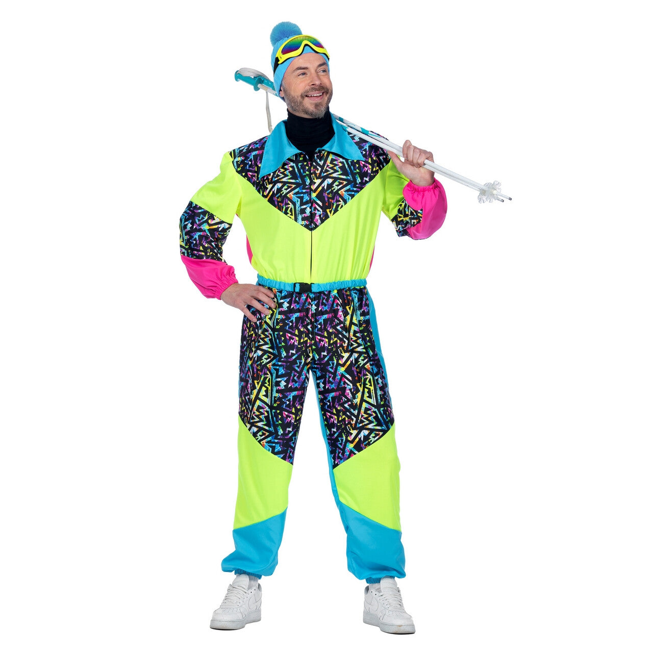 Op deze afbeelding zie je een Kostuums, van het merk Wilbers. Super 80s Retro Skipak Koele Dude Man Kostuum
