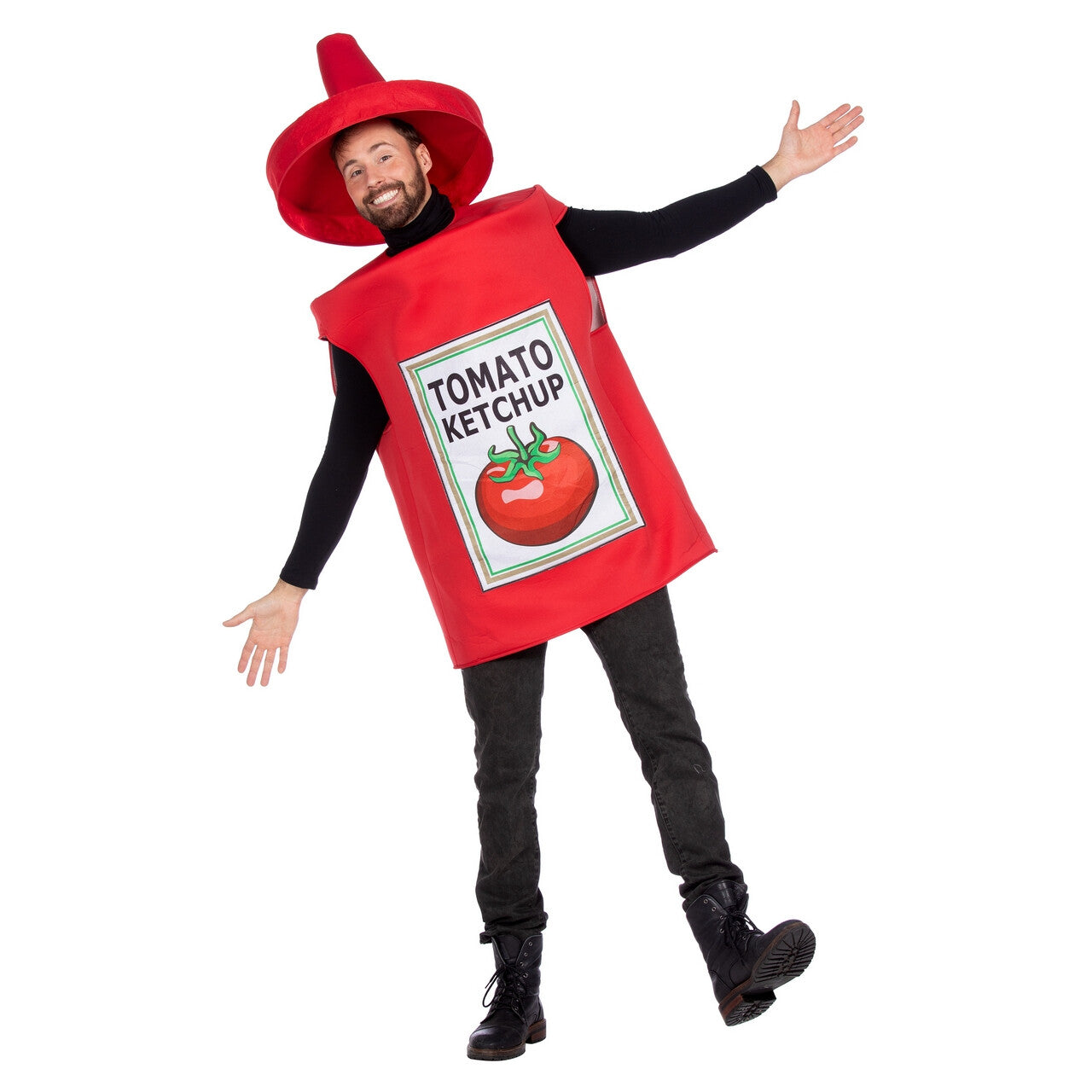 Op deze afbeelding zie je een Kostuums, van het merk Wilbers. Rode Ketchup Saus Fles Kostuum