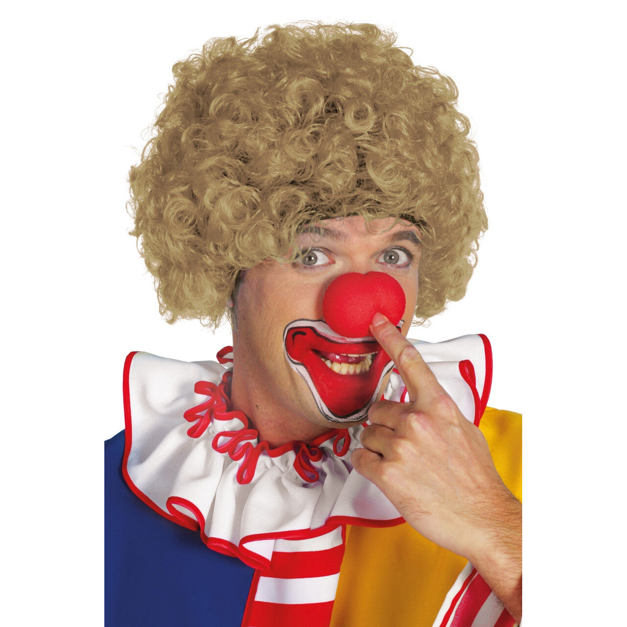 Op deze afbeelding zie je een Accessoires, van het merk Wilbers. Super Hair Krullenpruik Blonde Clown