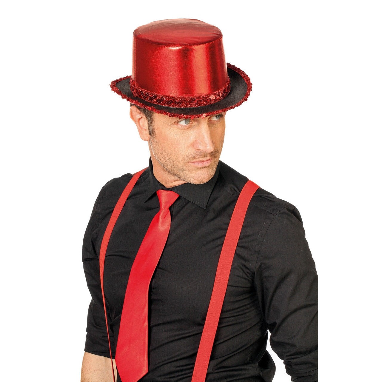 Op deze afbeelding zie je een Accessoires, van het merk Wilbers. Hoge Hoed Vuur En Vlam Met Paillettenband