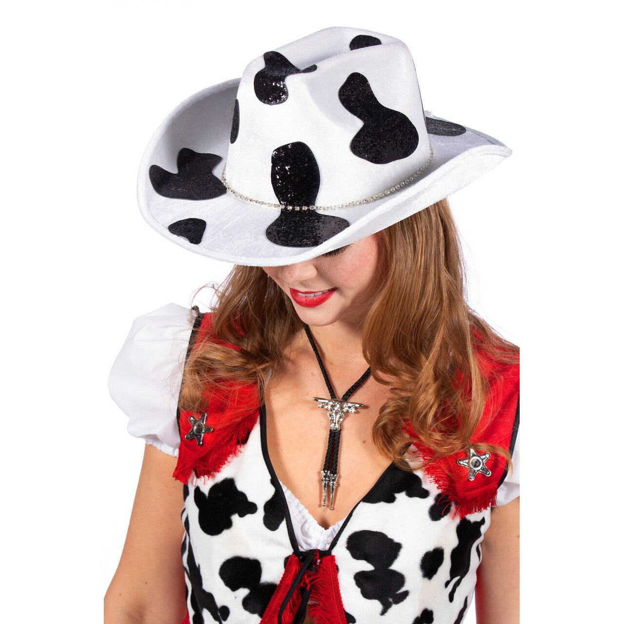 Op deze afbeelding zie je een Accessoires, van het merk Wilbers. Cowboyhoed Koeienprint