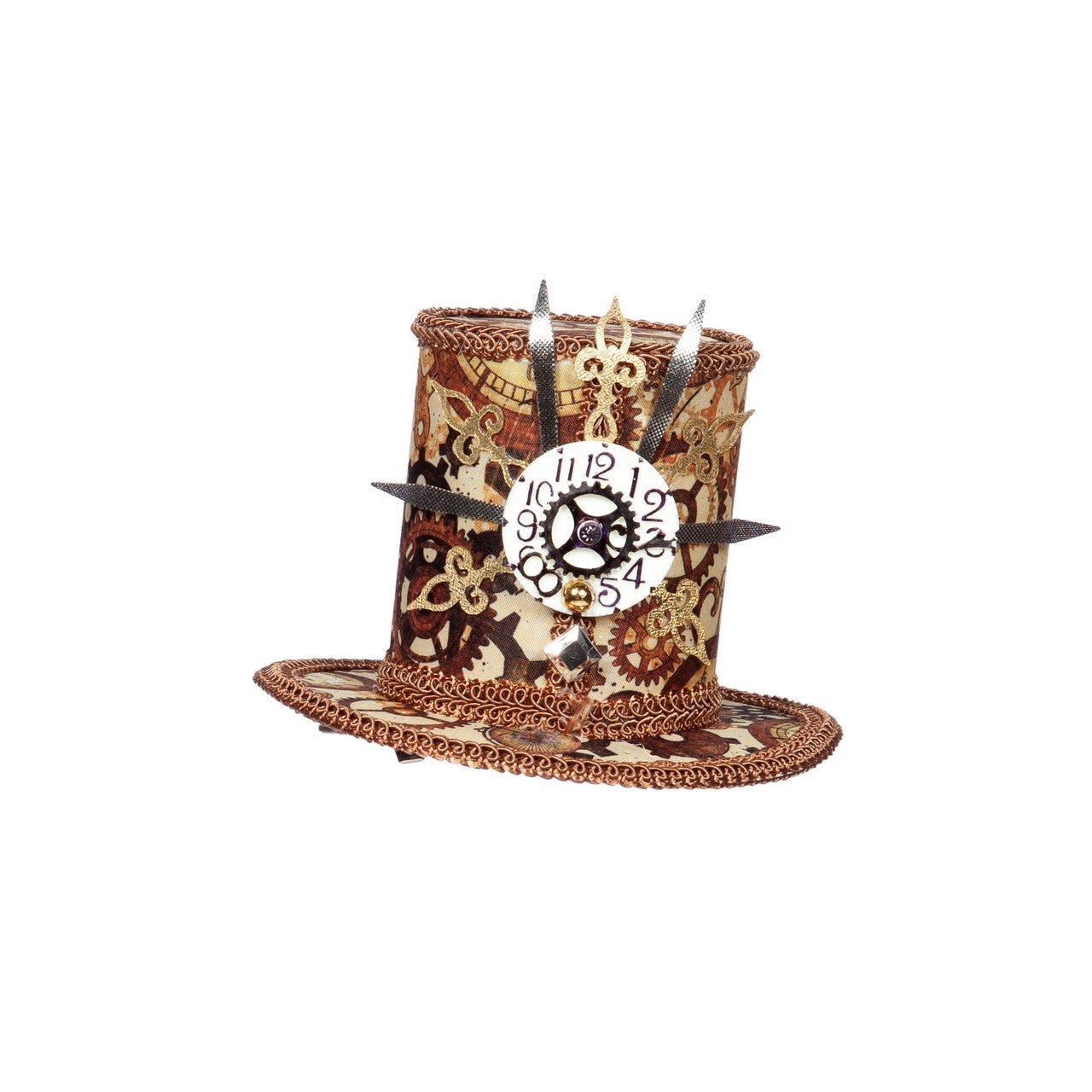 Op deze afbeelding zie je een Accessoires, van het merk Wilbers. Mini Steampunk Hoed Met Klok