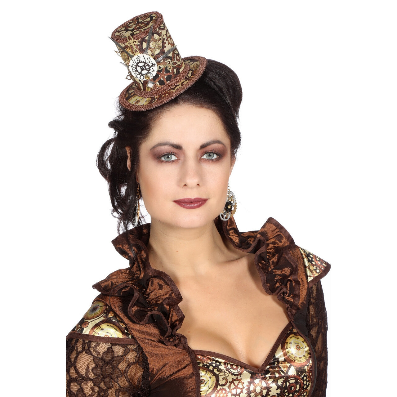 Op deze afbeelding zie je een Accessoires, van het merk Wilbers. Mini Steampunk Hoed Met Klok