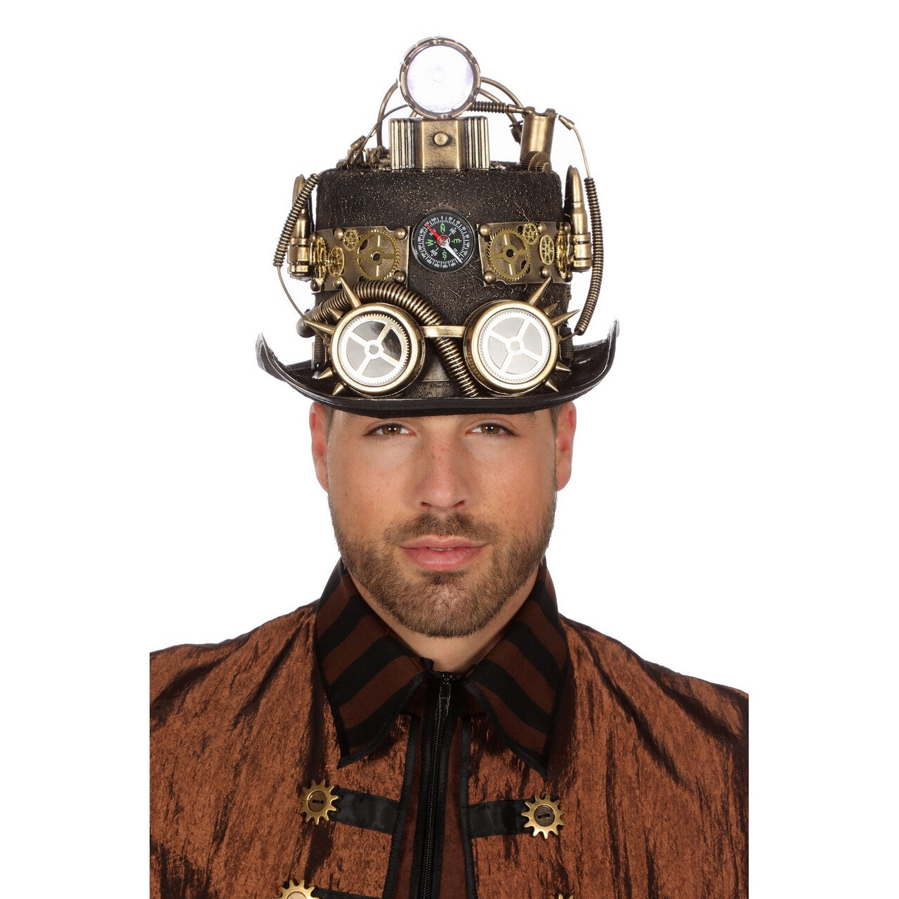 Op deze afbeelding zie je een Accessoires, van het merk Wilbers. Hoed Steampunk Met Mijnlamp (Licht)