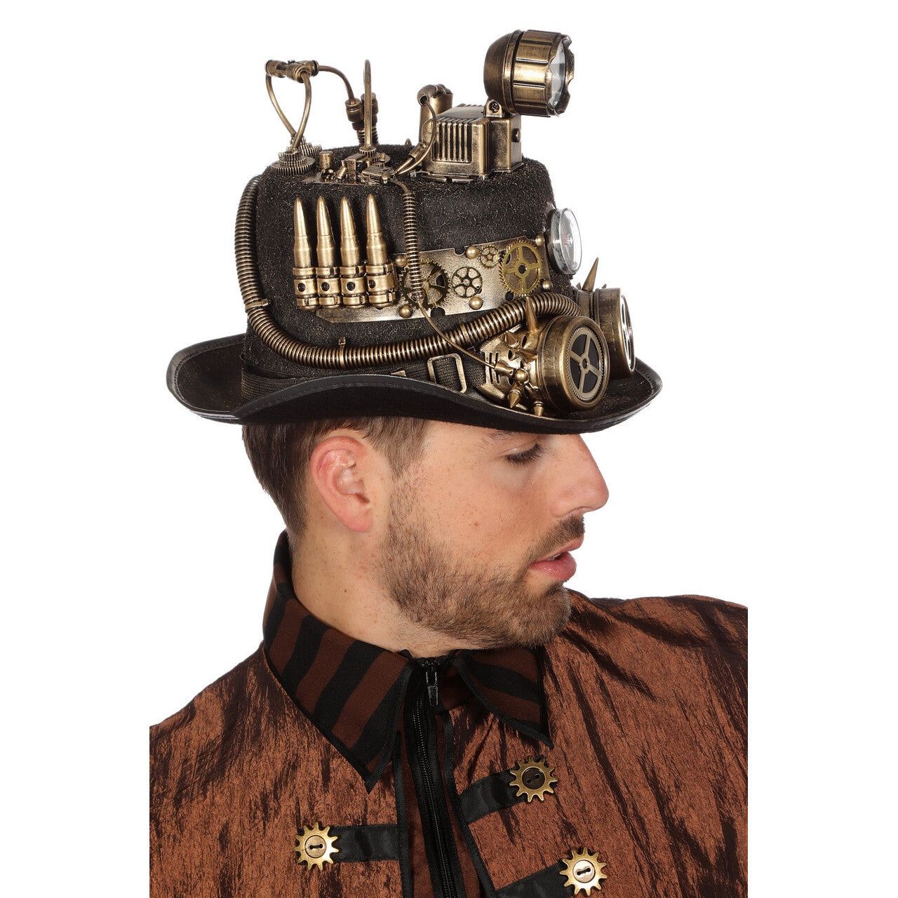 Op deze afbeelding zie je een Accessoires, van het merk Wilbers. Hoed Steampunk Met Mijnlamp (Licht)