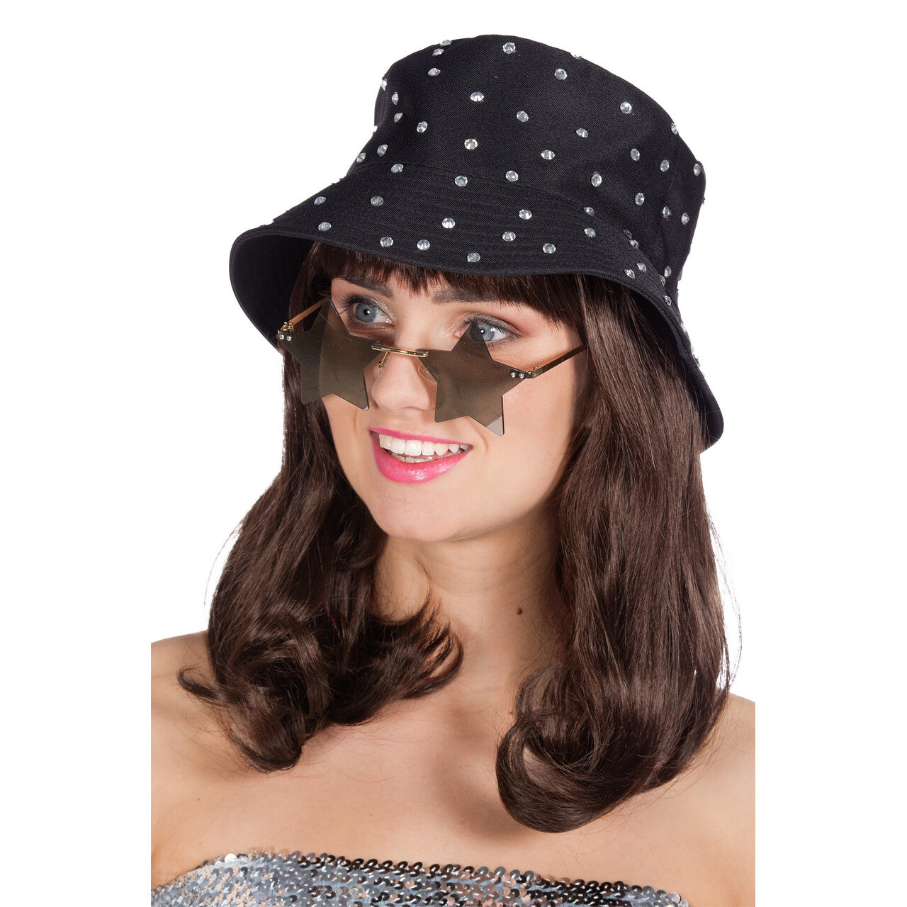 Op deze afbeelding zie je een Accessoires, van het merk Wilbers. Vissershoedje Zwart Bling Bling