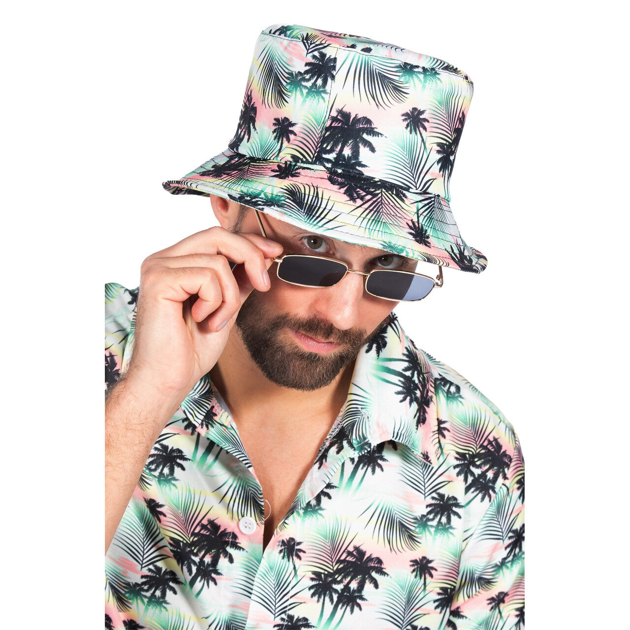 Op deze afbeelding zie je een Accessoires, van het merk Wilbers. Vissershoedje Hawaii Palmboom