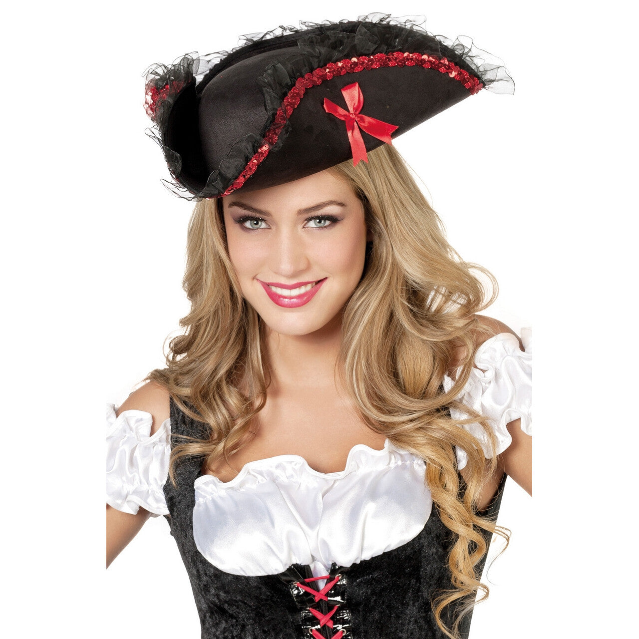 Op deze afbeelding zie je een Accessoires, van het merk Wilbers. Piratenhoed Met Tule En Pailletten