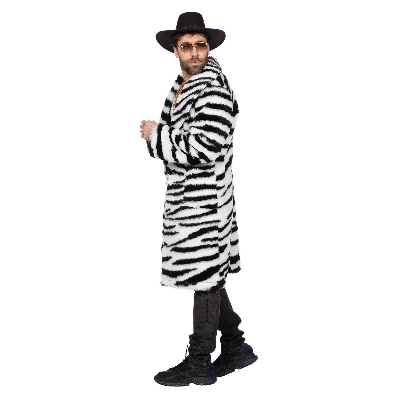 Op deze afbeelding zie je een Kostuums, van het merk Wilbers. In Stripes We Trust Zebra Bontjas Man