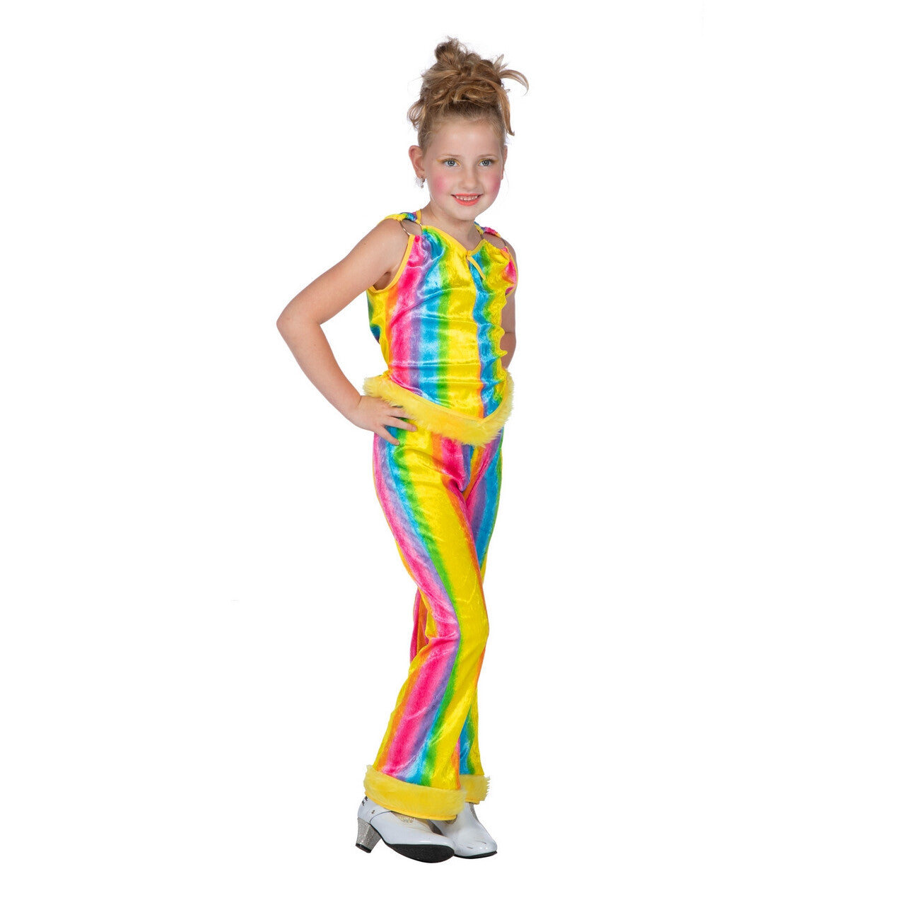 Op deze afbeelding zie je een Kostuums, van het merk Wilbers. Stralen Als Een Regenboog Hippie Meisje Kostuum