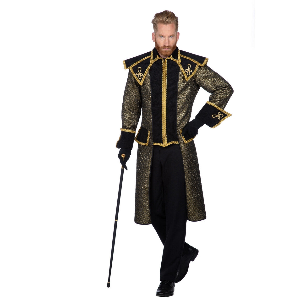 Op deze afbeelding zie je een Kostuums, van het merk Wilbers. Statige Gouden Steampunk Jas Man
